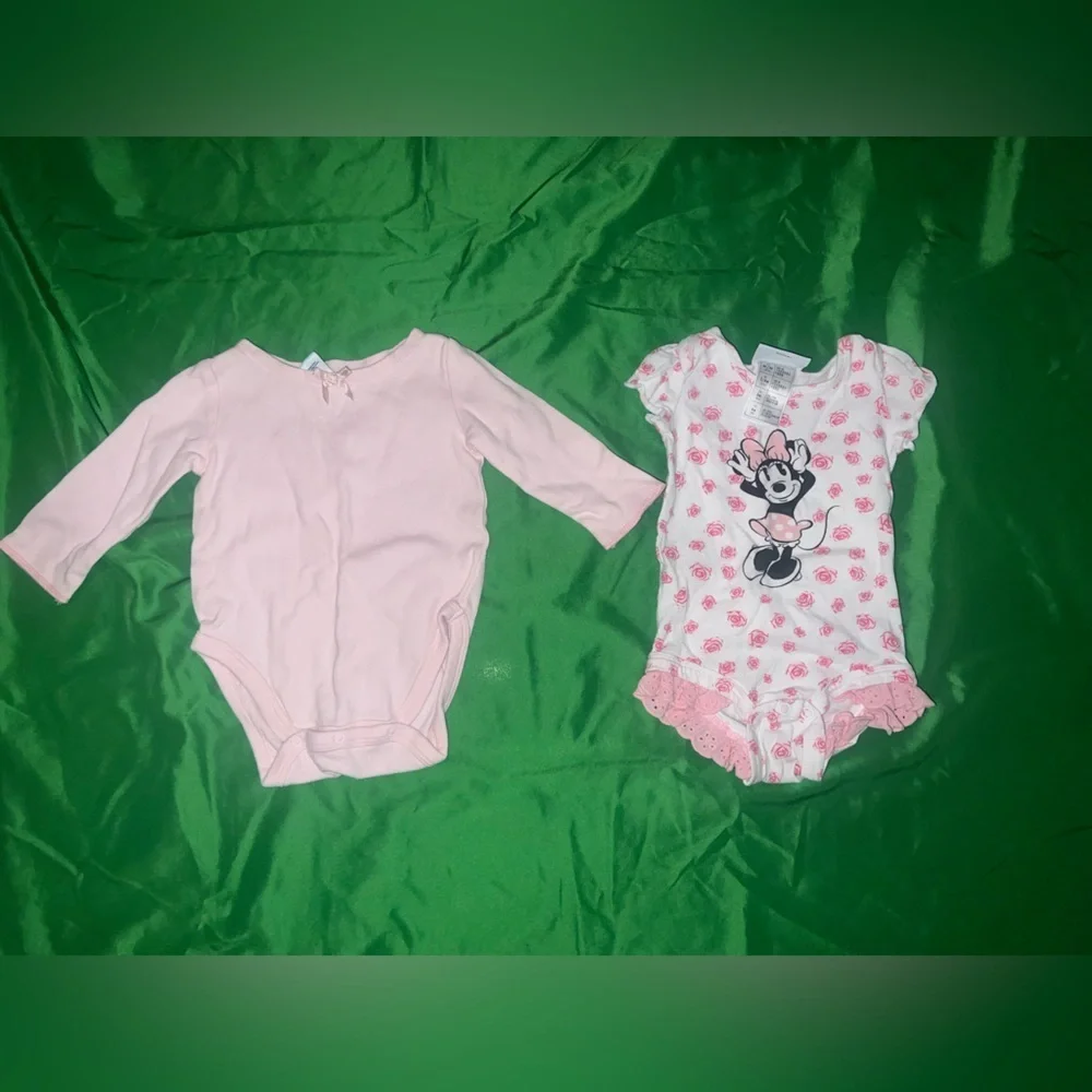 Old Navy/ Disney Pink and White Bodysuit Set 3-6 Months